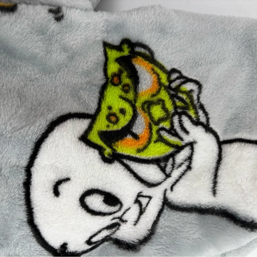 Casper Halloween Costumes Gray Soft Plush Throw Blanket Pumpkin Skeleton Dracula